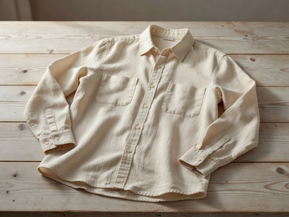 De Bonne Facture Linen Overshirt in raw natural ecru