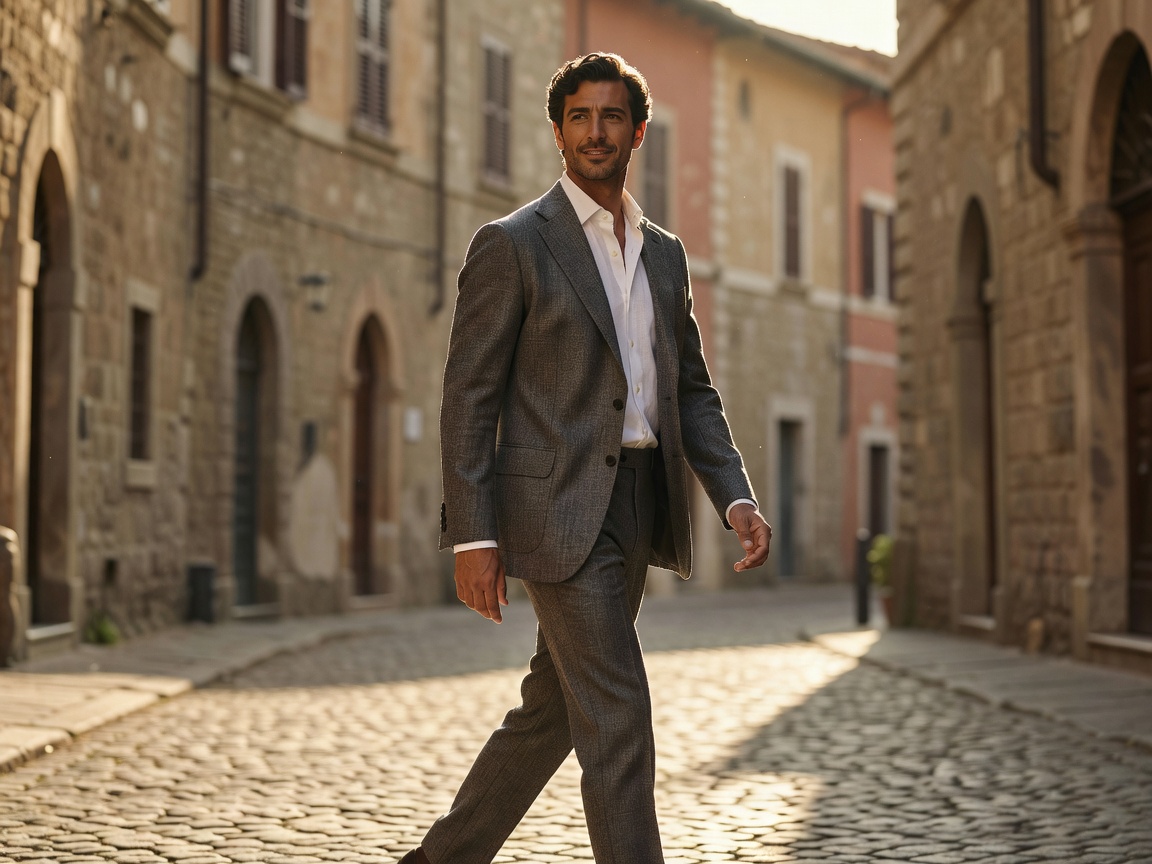 Italian unstructured tailoring in soft hopsack wool
